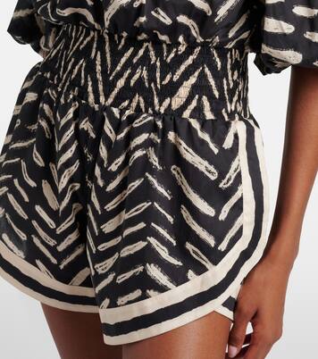 Printed off-shoulder cotton romper | Johanna Ortiz
