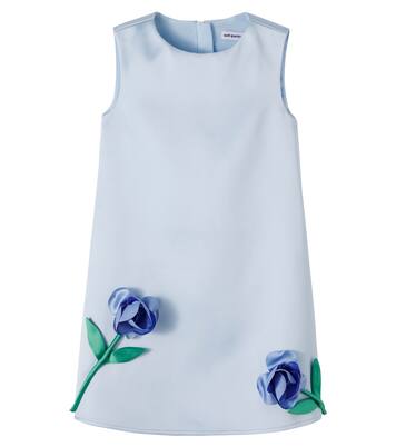 Floral-appliqué satin dress | Self-Portrait Kids