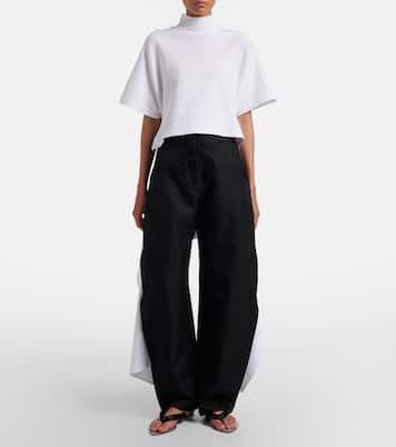 Asymmetric cotton-blend jersey T-shirt | Alaïa