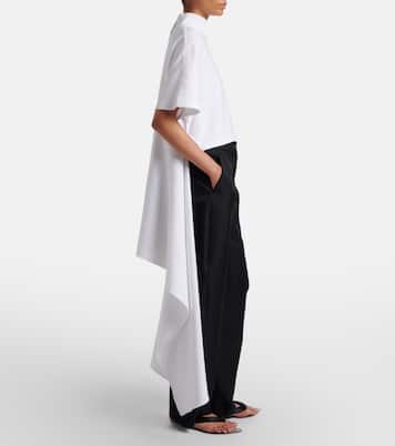 Asymmetric cotton-blend jersey T-shirt | Alaïa