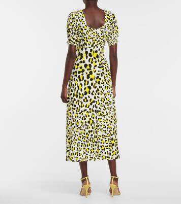 Robe midi Jade en crêpe à motif léopard | Diane von Furstenberg