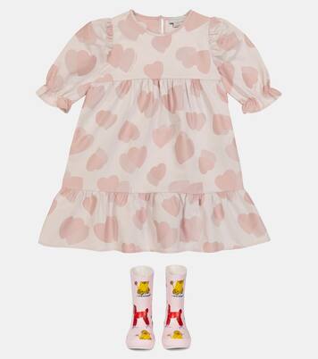 Robe en jacquard de coton mélangé à cœur | Stella McCartney Kids