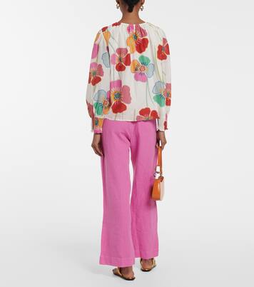 Blouse Avery en coton et soie à fleurs | Velvet