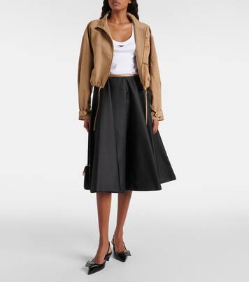 Falda midi de Re-Nylon con piel | Prada