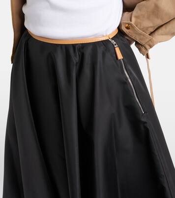 Falda midi de Re-Nylon con piel | Prada