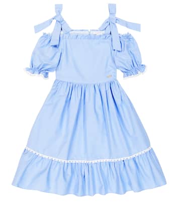 Bow-detail tiered cotton dress  | Patachou