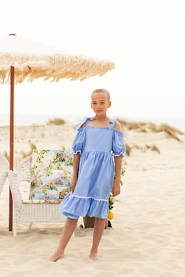 Bow-detail tiered cotton dress  | Patachou