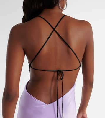 Abito lungo in raso di seta con pizzo | The Sei