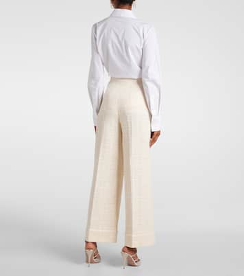 Pantaloni a gamba larga in misto cotone con paillette | Valentino