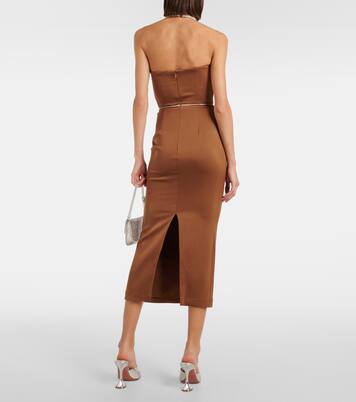 Robe midi en satin à cristaux | Alex Perry