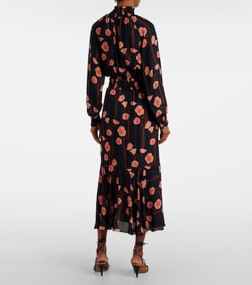 Robe midi en soie à fleurs | Johanna Ortiz