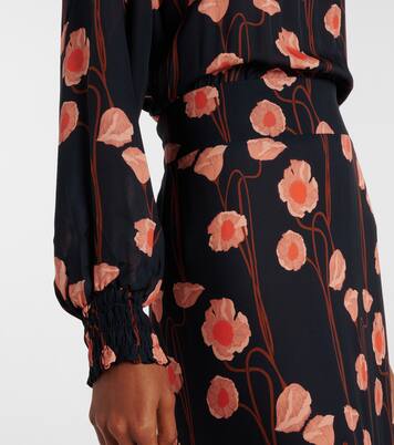 Robe midi en soie à fleurs | Johanna Ortiz