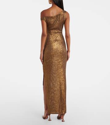 Robe longue asymétrique à sequins | Norma Kamali