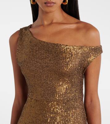 Robe longue asymétrique à sequins | Norma Kamali