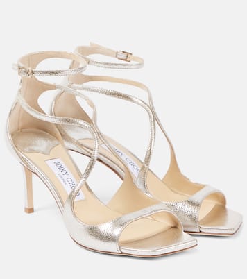 Azie 75 glitter leather sandals | Jimmy Choo