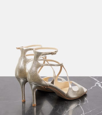 Azie 75 glitter leather sandals | Jimmy Choo