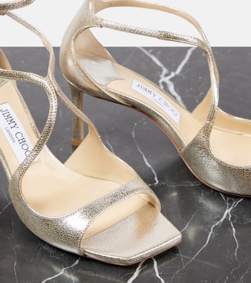 Azie 75 glitter leather sandals | Jimmy Choo