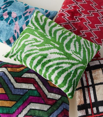 Checked silk velvet cushion | Les-Ottomans