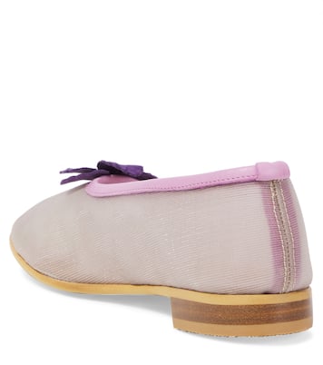Floral-appliqué mesh ballet flats | PèPè