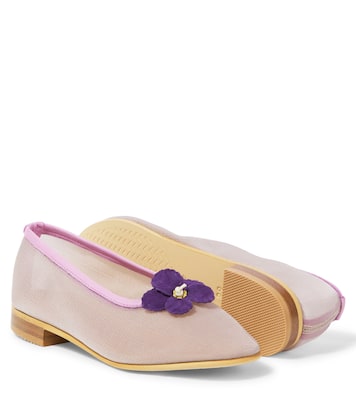 Floral-appliqué mesh ballet flats | PèPè