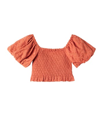 Trixie embroidered shirred cotton top | Rylee + Cru