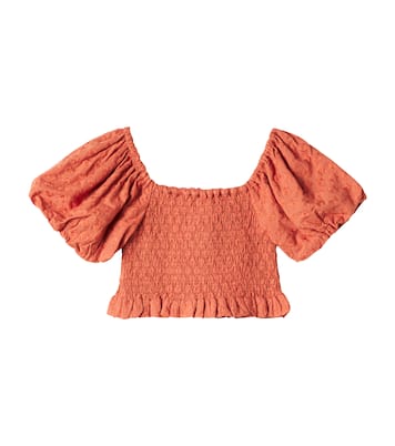 Trixie embroidered shirred cotton top | Rylee + Cru