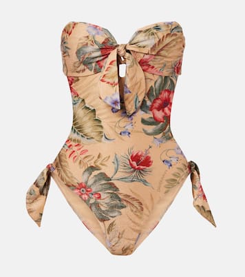 Coco bow-detail floral swimsuit | Zimmermann