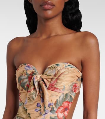 Coco bow-detail floral swimsuit | Zimmermann