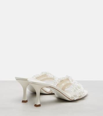 Mules Cary 70 aus Satin mit Zierperlen | Jimmy Choo