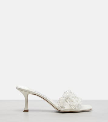 Mules Cary 70 aus Satin mit Zierperlen | Jimmy Choo