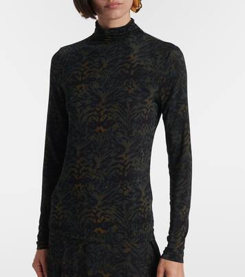 Aurelia printed jersey turtleneck top | Ulla Johnson