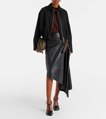 Asymmetric draped leather midi skirt | Loewe