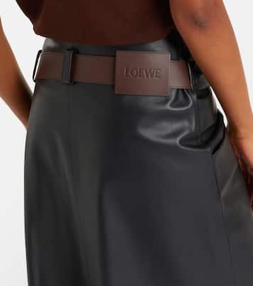 Asymmetric draped leather midi skirt | Loewe