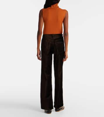Le Slim Palazzo cotton-blend velvet wide-leg pants | Frame