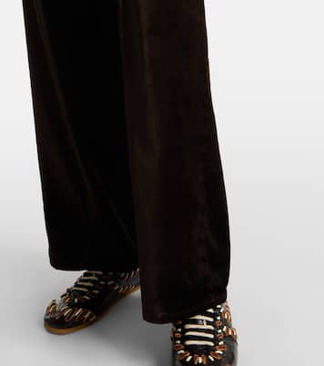 Le Slim Palazzo cotton-blend velvet wide-leg pants | Frame