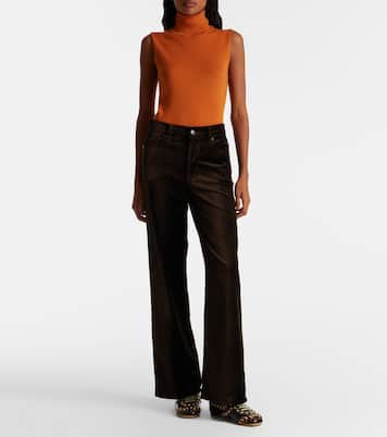 Le Slim Palazzo cotton-blend velvet wide-leg pants | Frame