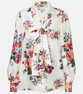 Floral tie-neck silk blouse | Dolce&Gabbana