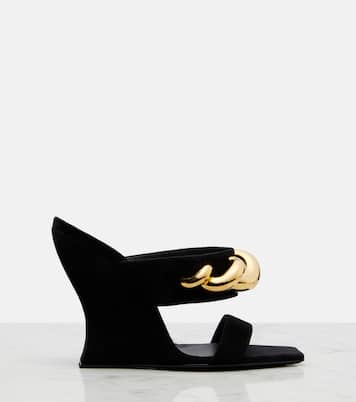 Sandali Wave Jewel 110 in suede con zeppa | Alaïa