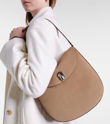 Schultertasche Tondo Large aus Veloursleder | Savette