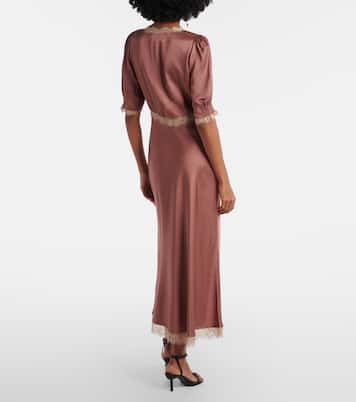 Maxikleid Annina aus Satin mit Spitze | Rixo