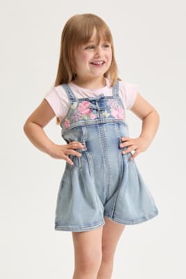 Embroidered denim romper | Monnalisa