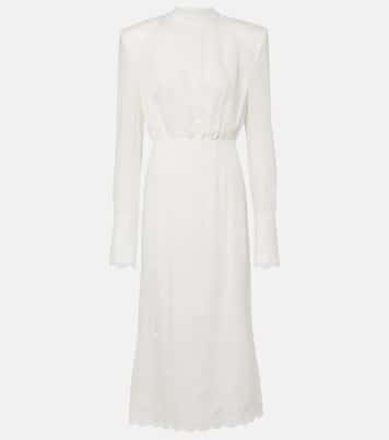 Embroidered silk, wool and cotton-blend midi dress | Magda Butrym