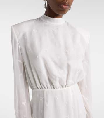 Embroidered silk, wool and cotton-blend midi dress | Magda Butrym