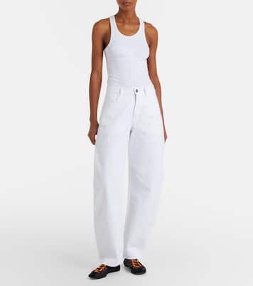 Suede-trimmed lace-up ballet flats | Alaïa