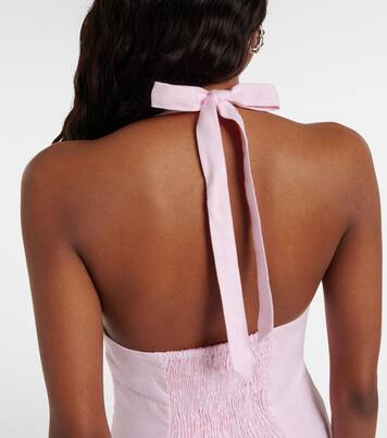 Vestido corto Murano de lino con cuello halter | Faithfull
