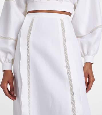 Jupe longue en lin à dentelle | Valentino