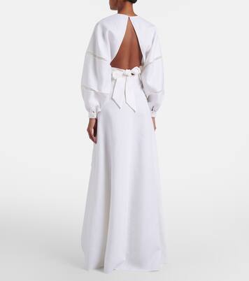 Jupe longue en lin à dentelle | Valentino