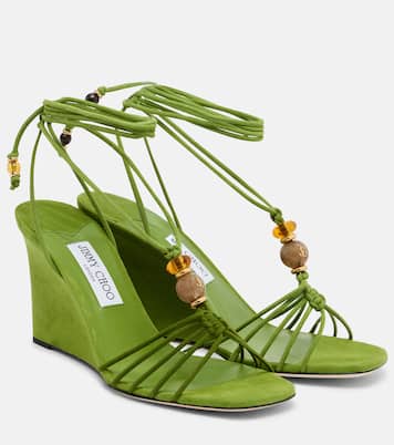 Lola embellished suede wedge sandals | Jimmy Choo