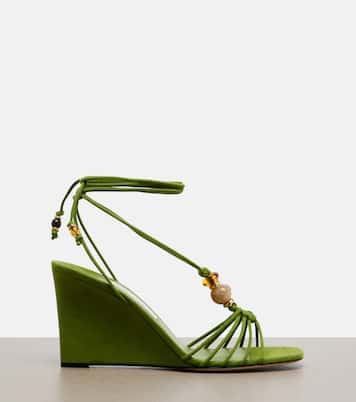 Lola embellished suede wedge sandals | Jimmy Choo