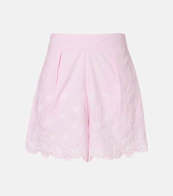 Embroidered cotton poplin shorts | Juliet Dunn